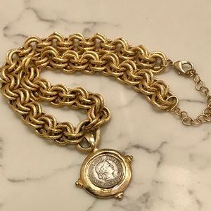 Susan Shaw Two-Toned Coin Necklace